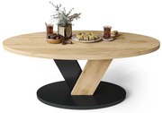 LOVA  Eik Goud/Zwart - OVALE SALONTAFEL 110x60 cm MODERNE KOFFIETAFEL