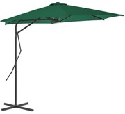 vidaXL Parasol met stalen paal 300 cm groen