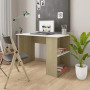 vidaXL Bureau 110x60x73 cm bewerkt hout wit en sonoma eikenkleurig