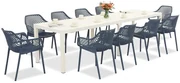 King Double/Aria tuinmeubelset wit en blauw voor 10 personen Bica
