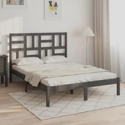 vidaXL Bedframe massief hout grijs 120x190 cm 4FT Small Double