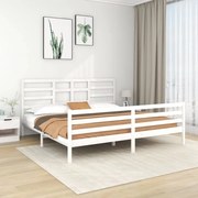 vidaXL Bedframe massief hout wit 200x200 cm