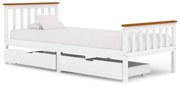 vidaXL Bedframe met 2 lades massief grenenhout wit 90x200 cm