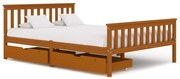 vidaXL Bedframe met 2 lades massief grenenhout honingbruin 140x200 cm