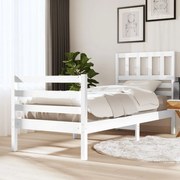 vidaXL Bedframe massief hout wit 75x190 cm 2FT6 small single