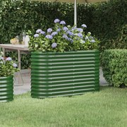 vidaXL Plantenbak 114x40x68 cm gepoedercoat staal groen