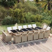 vidaXL 17-delige Tuinset met kussens poly rattan beige