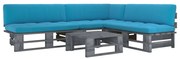 vidaXL 4-delige Loungeset pallet met kussens grijs geïmpregneerd hout