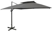 vidaXL Zweefparasol met dubbel dak 300x300 cm antracietkleurig