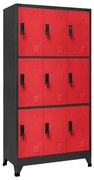 vidaXL Lockerkast 90x45x180 cm staal antracietkleurig en rood