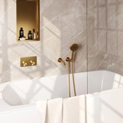 Brauer Gold Edition thermostatische inbouw badkraan met uitloop en 3 standen handdouche set 4 messing geborsteld PVD