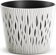 Prosperplast Sandy Round Eco Wood Bloempot - ECO Wit - Ø 13 cm - Met echt hout