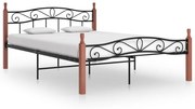 vidaXL Bedframe metaal en massief eikenhout zwart 140x200 cm