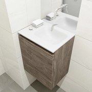 Mondiaz Olan 40cm toiletmeubel dark brown met wastafel talc rechts geen kraangat