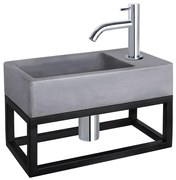 Differnz Force fonteinset - 40x22x8cm - Rechthoek - 1 kraangat - Gebogen chromen kraan - met zwart frame - Beton Grijs 38.401.73