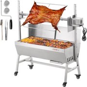 VEVOR Lamsgrill, speenvarkengrill, spitgrill, 61 kg oprolbare houtskoolgrill voor varkensvlees, lam, geit, 42 W elektromotor, roestvrijstalen braadslede met voorruit