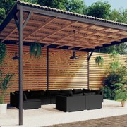 vidaXL 9-delige Loungeset met kussens poly rattan zwart