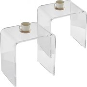 VEVOR 2-pack bijzettafel 415 x 305 x 460 mm, U-vormige bijzettafel van acryl, transparante salontafel voor drankjes, eten, snacks, te gebruiken in de woonkamer, slaapkamer, studeerkamer, enz.