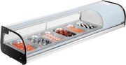 VEVOR Sushi koelvitrine 62 L Commerciële vitrine Gekoelde toonbankvitrine (6 pannen) met gebogen glas &amp; LED-verlichting &amp; digitale temperatuurregeling, koelkast voor toonbankrestaurantwinkel