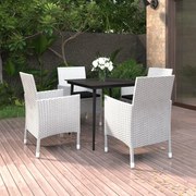 vidaXL 5-delige Tuinset met kussens poly rattan en glas