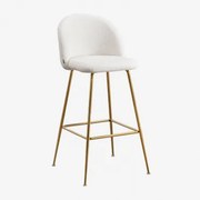 Kana Design Hoge Kruk In Schapenvacht White & ↑75 Cm & Goud - Sklum