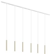 Modern railsysteem met 6 hanglampen beige met wit 1-fase - Slimline Keno