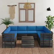 vidaXL 9-delige Loungeset met kussens pallet massief grenenhout