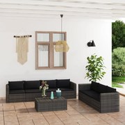 vidaXL 8-delige Loungeset met kussens poly rattan grijs