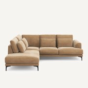 Linkse hoekbank met leuning in stonewashed fluweel Marsile