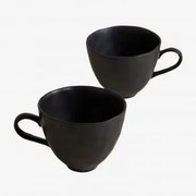 Set Van 2 Mokken 40 Cl In Steengoed Belvere Zwart - Sklum