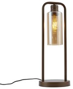 Hotel Chique tafellamp donker brons met amber glas - Stavelot