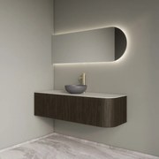 Gliss Design Alluro badmeubel ribbelfront met ronding rechts 140cm charcoal en wit marmer toppaneel