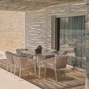Arhiza Classic Rechthoekige Tafelset, 160x90 Cm, En 6 Aluminium Tuinstoelen. Tapioca Beige - Sklum