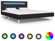 vidaXL Bedframe met LED stof zwart 140x200 cm