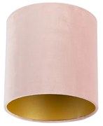 Velours lampenkap roze 20/20/20 met gouden binnenkant