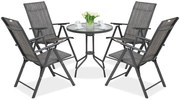 Metalen tuinmeubelen Modena/Rosario voor 4 personen met kleine tafel Garden Point antraciet