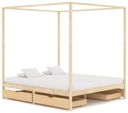 vidaXL Hemelbedframe met 4 lades massief grenenhout 160x200 cm