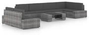 vidaXL 8-delige Loungeset met kussens poly rattan grijs