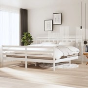 vidaXL Bedframe massief hout wit 200x200 cm