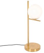 Art Deco tafellamp goud en opaal glas - Flore Design E14 bol / globe / rond Binnenverlichting Lamp