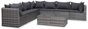 vidaXL 8-delige Loungeset met kussens poly rattan grijs