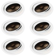 Set van 6 Moderne inbouwspot wit verstelbaar - Coop 111 Honey GU10 Binnenverlichting Lamp