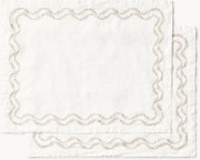 Handgeborduurde placemats Ivy van gewassen linnen, 2-delig