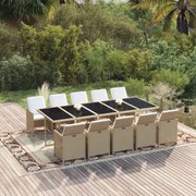 vidaXL 11-delige Tuinset met kussens poly rattan beige