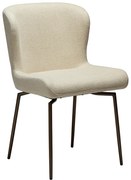 Dan-Form Glam Swivel Draaibare Eetkamerstoel Boucle Almond Shimmer En Antique Brass