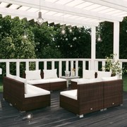 vidaXL 8-delige Loungeset met kussens poly rattan bruin