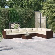 vidaXL 8-delige Loungeset met kussens poly rattan bruin