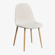 Gestoffeerde Eetkamerstoel Glamm Natuurlijk Hout & Bouclé Wit & Bouclé - Sklum