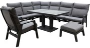 Pacific hoek dining loungeset 7 delig aluminium verstelbaar