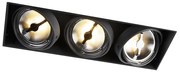 Inbouwspot zwart AR111 trimless 3-lichts - Oneon